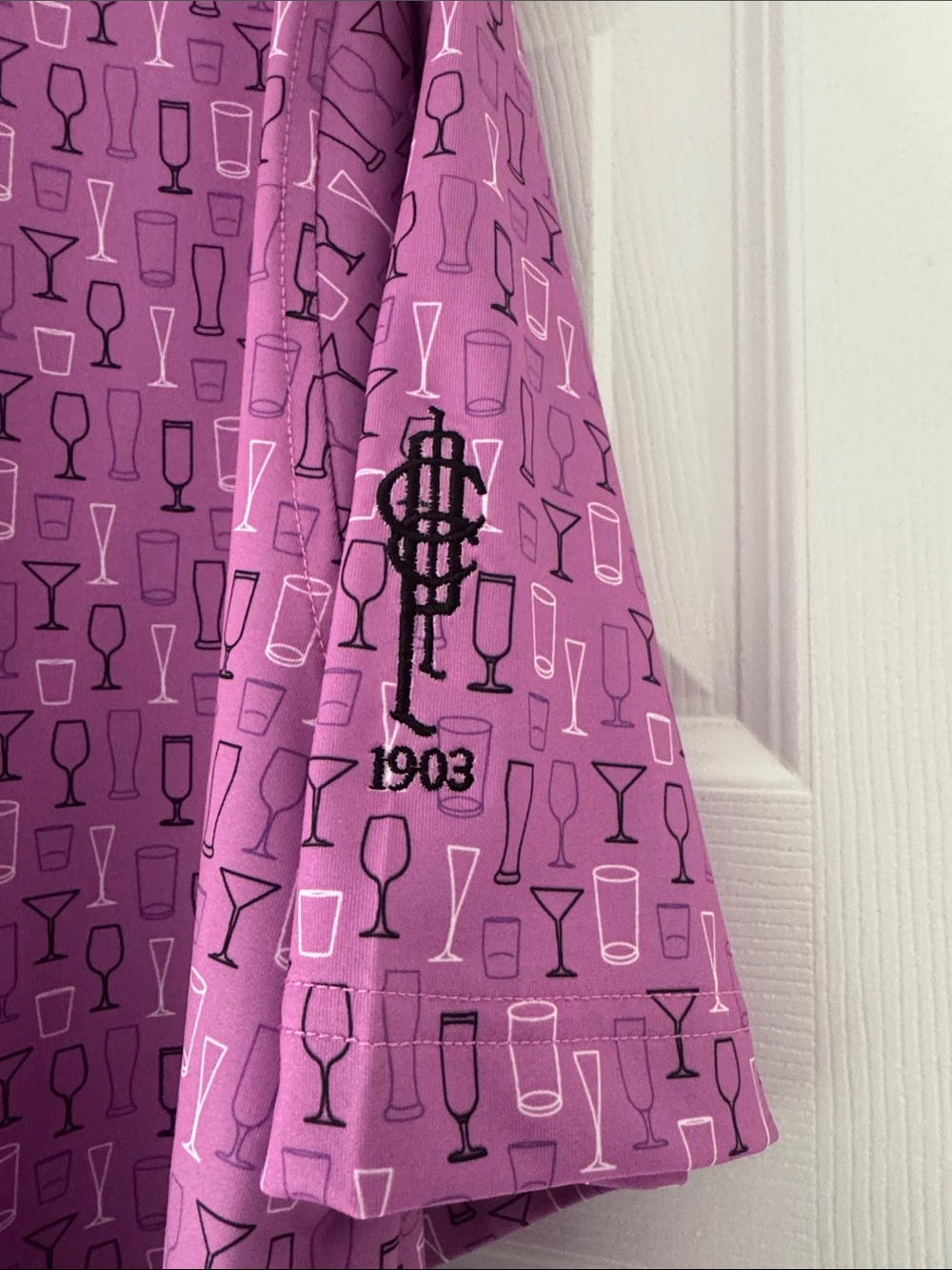 Men's Purple Footjoy Golf martini and beer glasses Polo Shirt NWT, XL - Picture 4 of 4